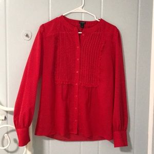 J. crew factory polka dot bib blouse